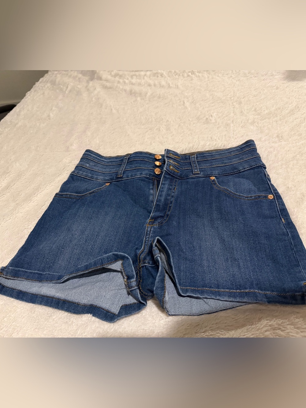 Guess High-Rise Dark Blue Denim Shorts